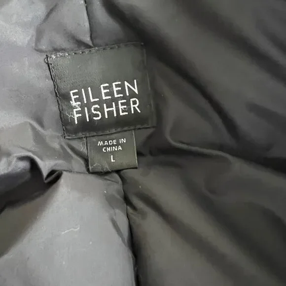 Eileen Fisher Eggshell Recycled Down Nylon Long Puffer Coat L READ DESC - Picture 10 of 12